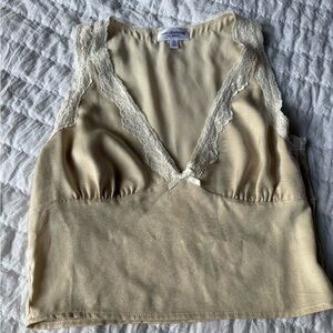 Cream Lace Trim Crop Top